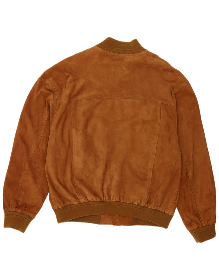 Vintage hombres ante bomber chaqueta IT 60 5XL cuero marrón