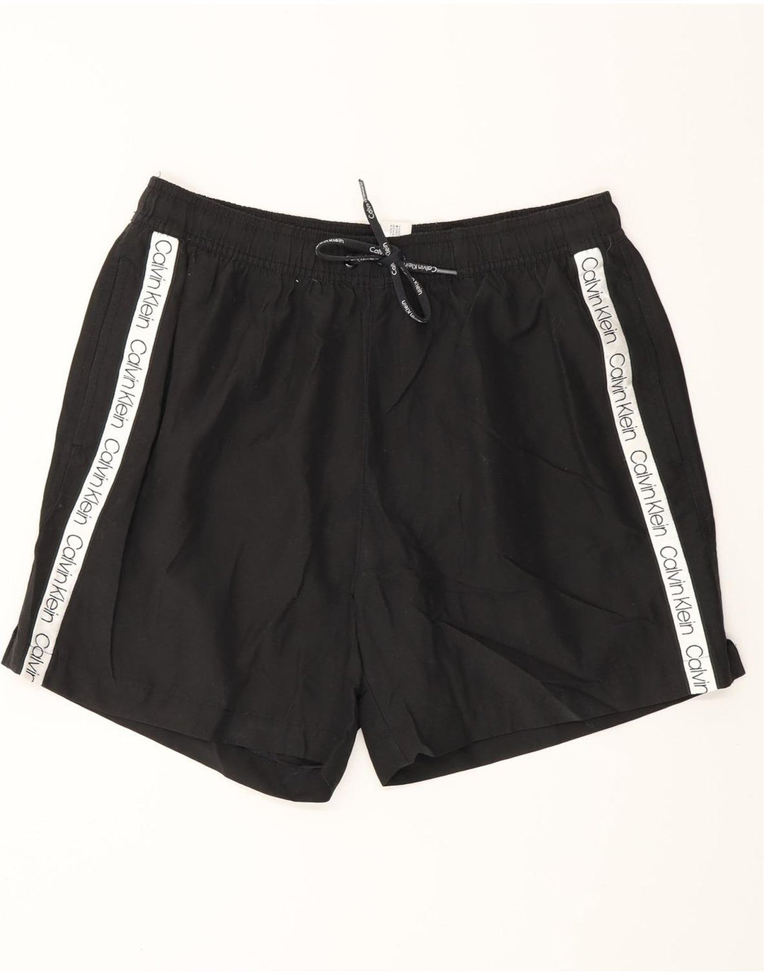 CALVIN KLEIN Shorts de baño gráficos para hombre Poliéster negro mediano