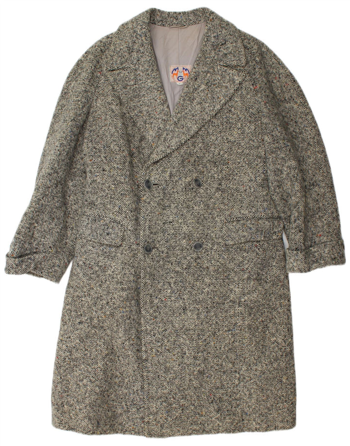 VINTAGE Abrigo cruzado de mujer IT 42 Espiga gris medio