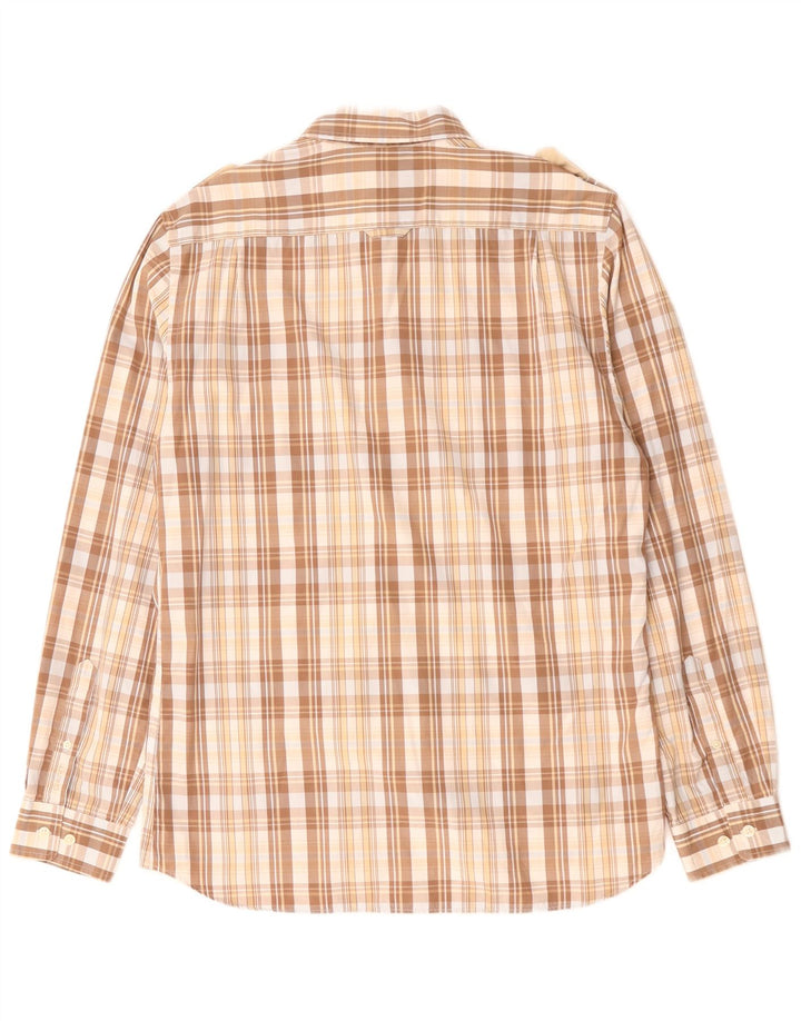 GANT Camisa militar entallada de algodón a cuadros beige grande para hombre