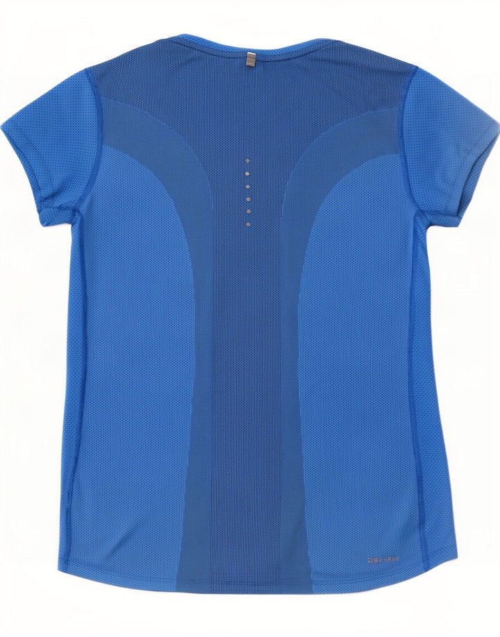 Nike Mujer Dri Fit Camiseta Top UK 12 Medio Azul Poliéster