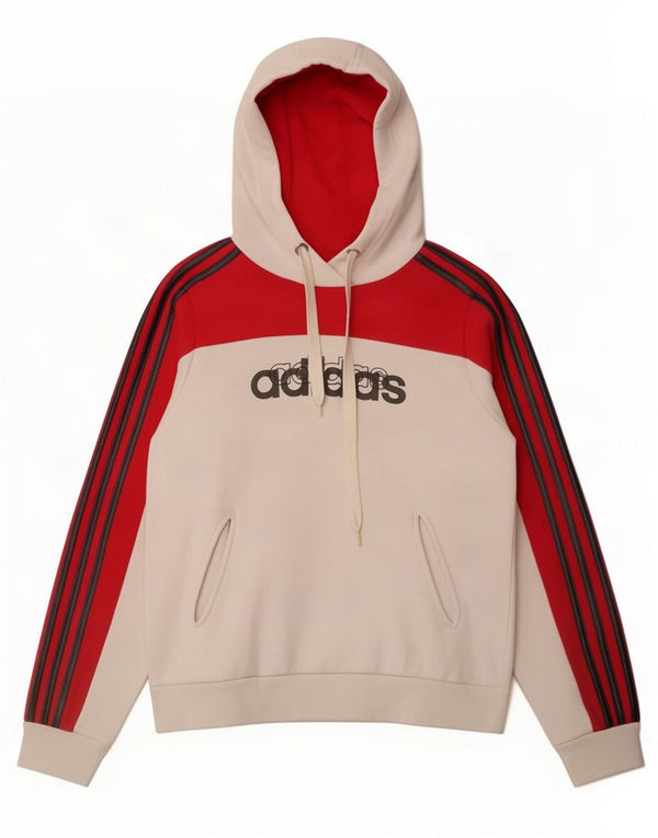 Adidas Sudadera con capucha gráfica para mujer UK 14 Medium White Colourblock Cotton