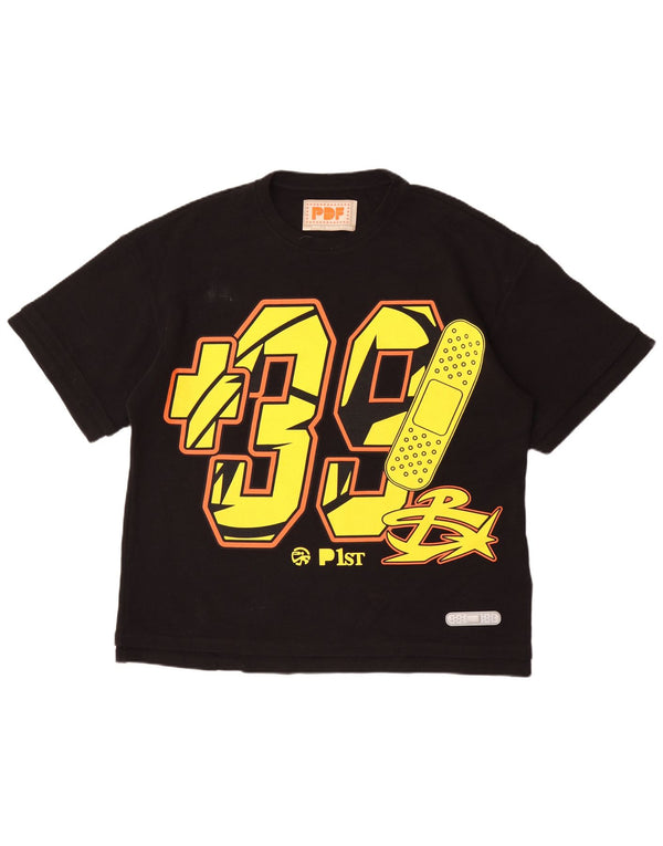 PDF Channel Camiseta holgada con gráfico para hombre, talla pequeña, algodón negro