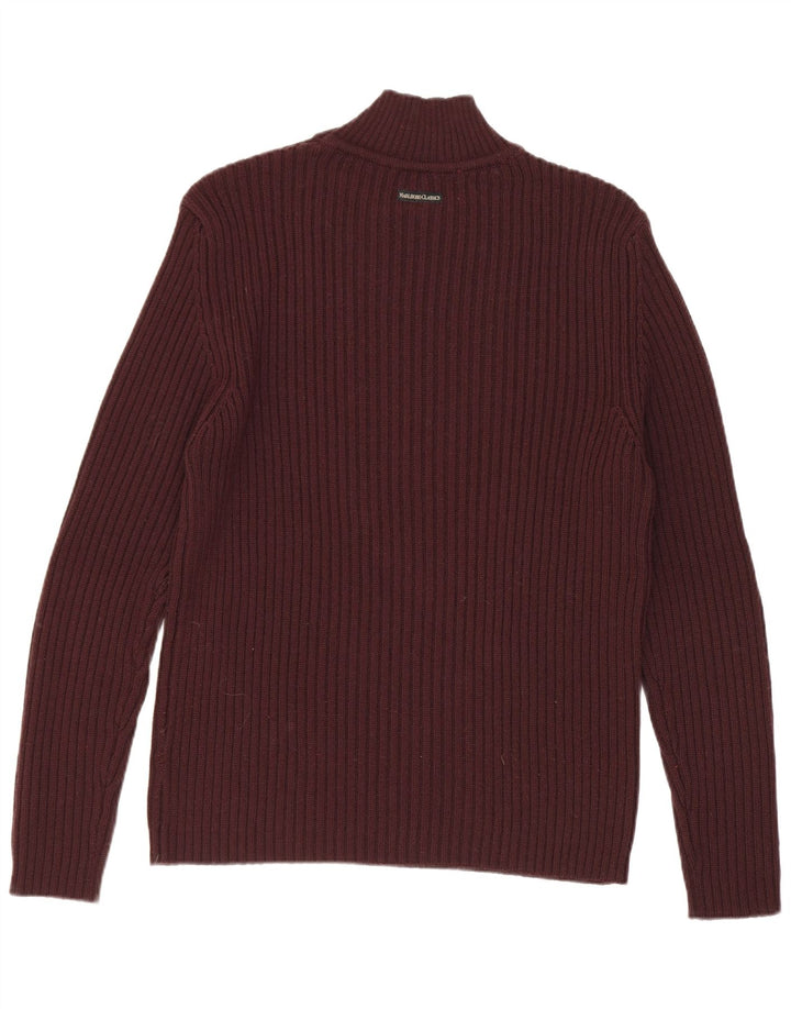 Marlboro Classics - Jersey con cuello alto para hombre, color burdeos mediano