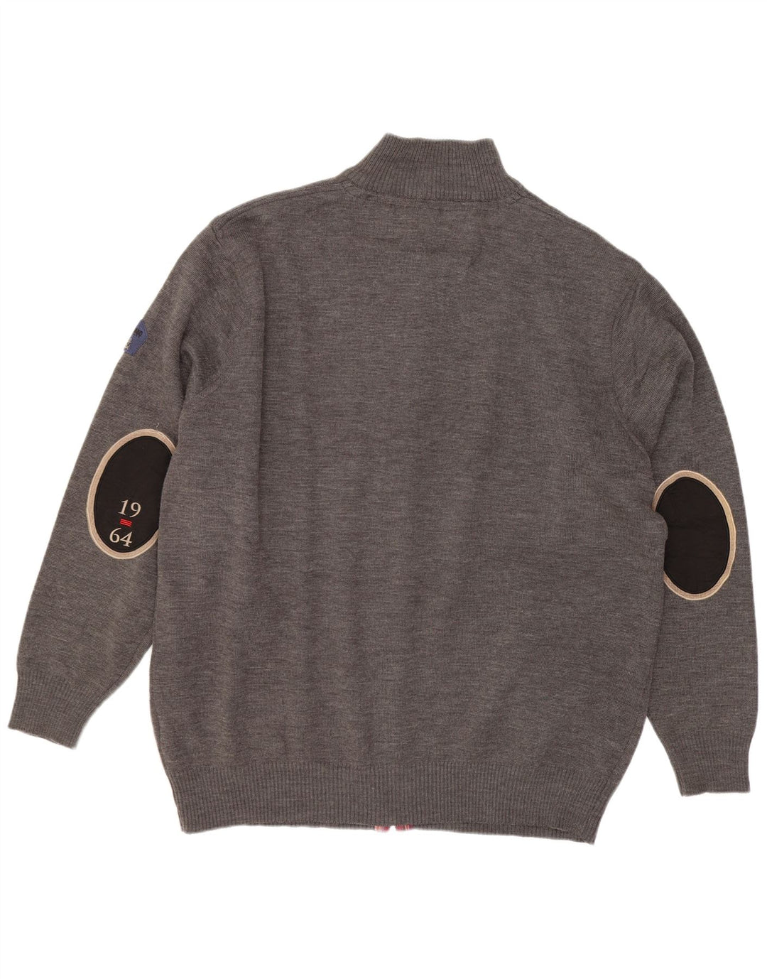 Vintage hombres Cardigan suéter 5XL gris lana merino