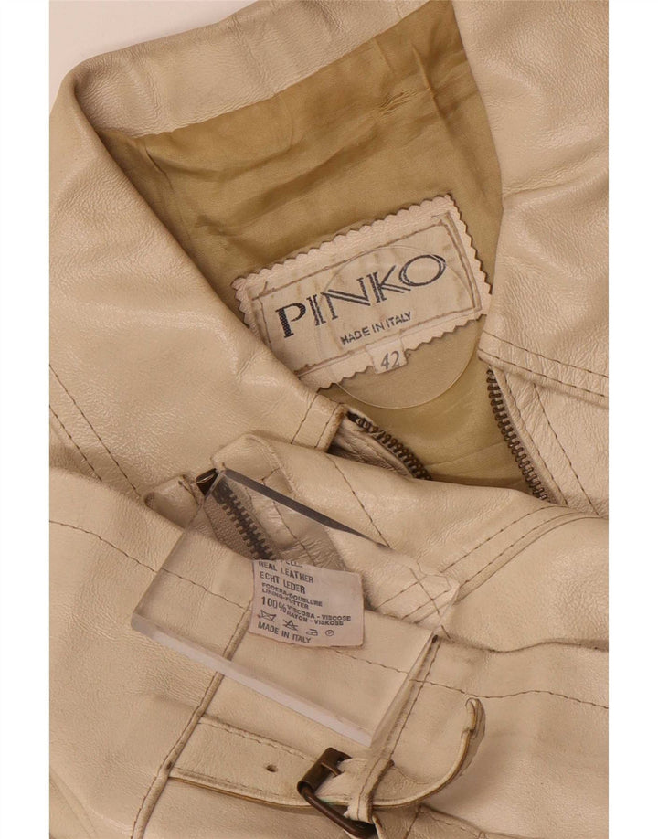 Pinko Mujer Chaqueta De Cuero IT 42 Medium Beige