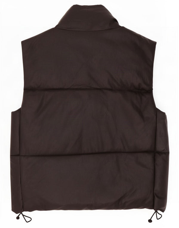 Zara Mujer Chaleco Acolchado De Piel Sintética Extragrande UK 10 Small Poliéster Negro