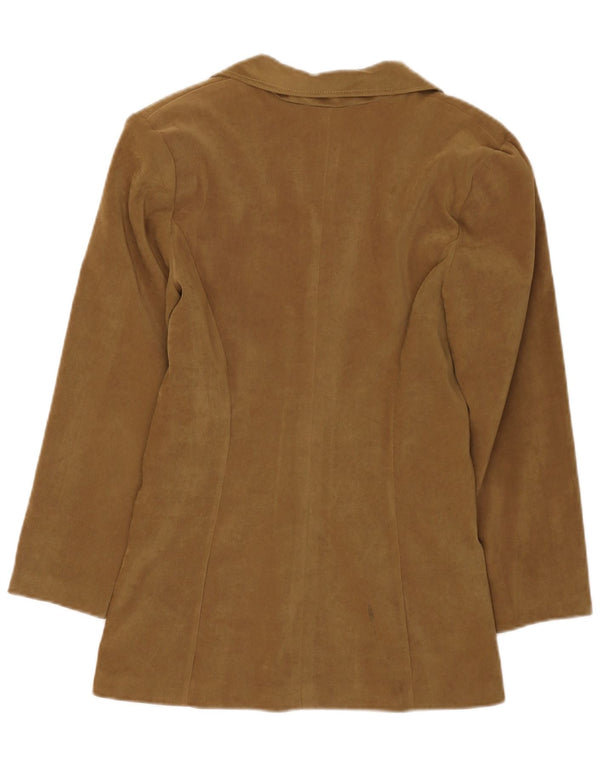 Vintage mujer 4 botones Blazer chaqueta Reino Unido 10 pequeño caqui