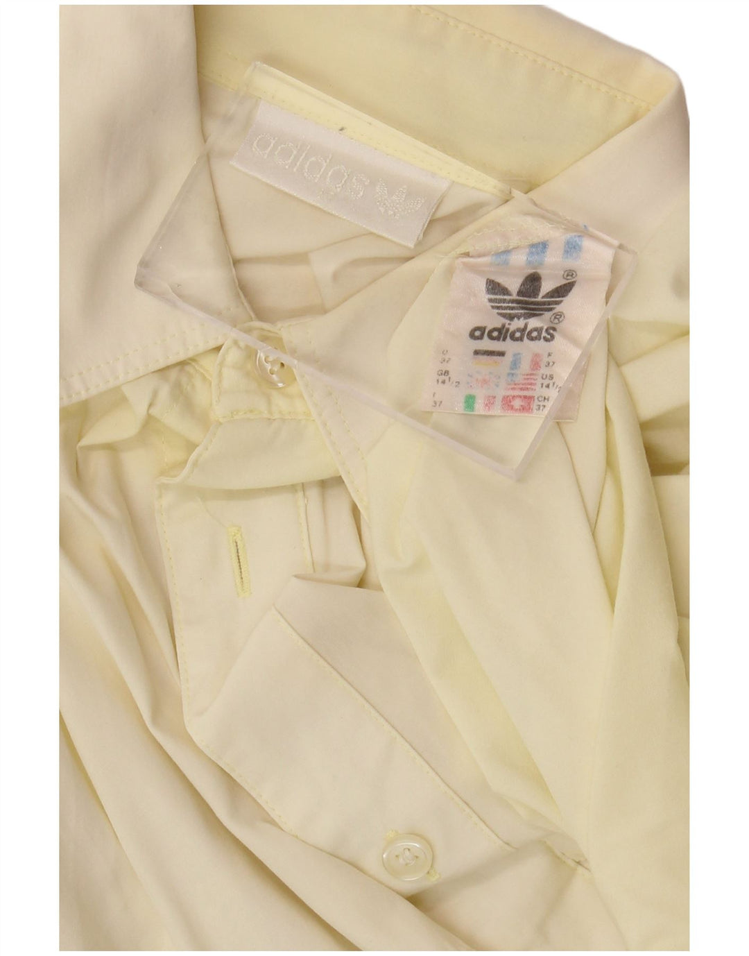 ADIDAS Camisa de manga corta para hombre Talla 14 1/2 Pequeña Algodón amarillo