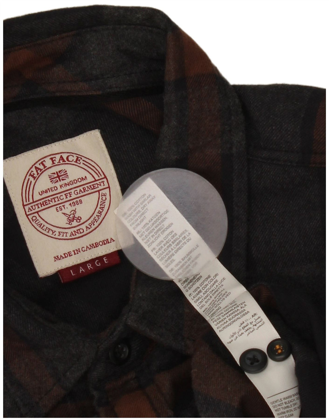 Camisa de franela para hombre de Fat Face de algodón a cuadros grises grandes