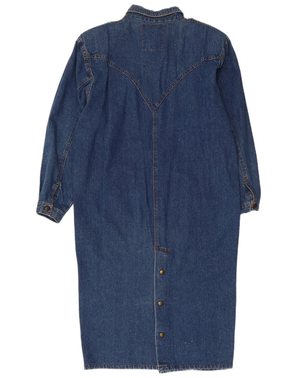 Vintage mujer denim camisa vestido Reino Unido 14 azul medio