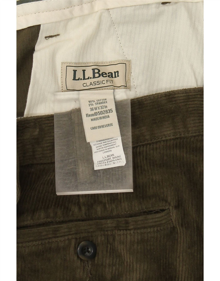 L.L.BEAN Pantalones rectos de pana de corte clásico para hombre W36 L32 Algodón caqui