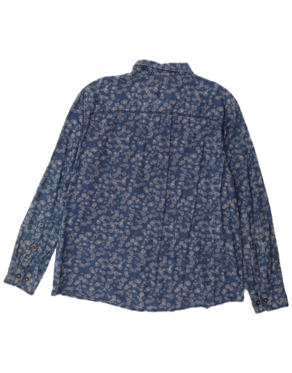 Camisa de hombre Fat Face 2XL Algodón floral azul
