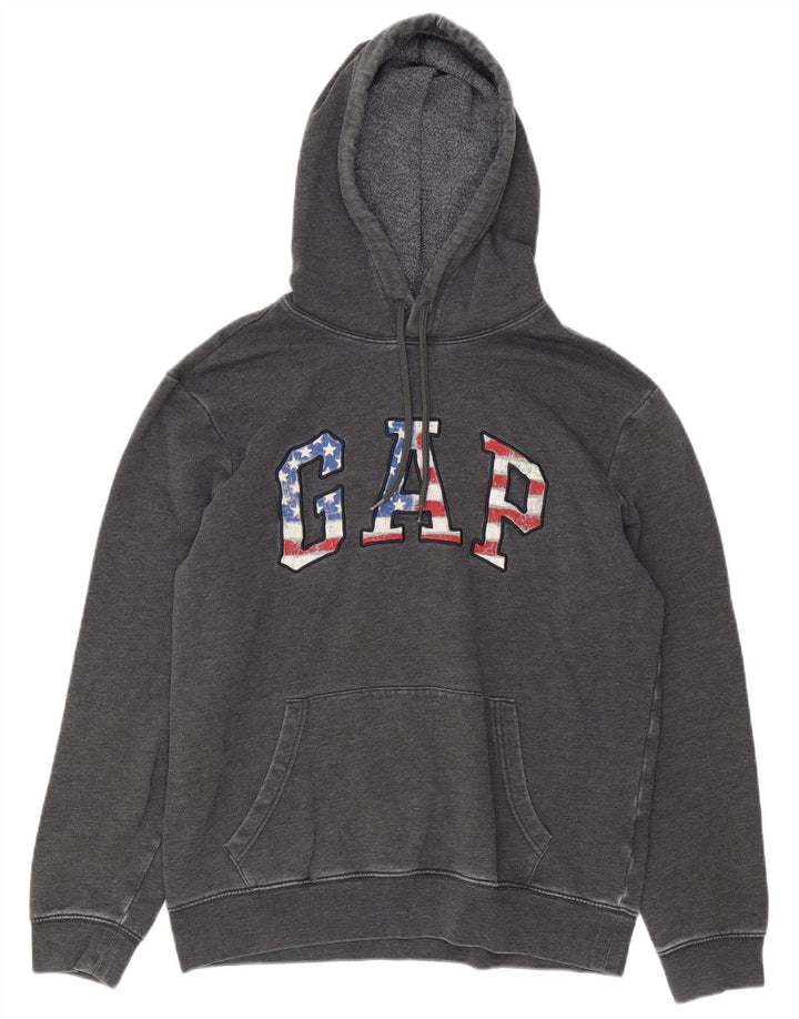 Gap Hombre Sudadera Con Capucha Gráfica Jersey De Algodón Gris Medio