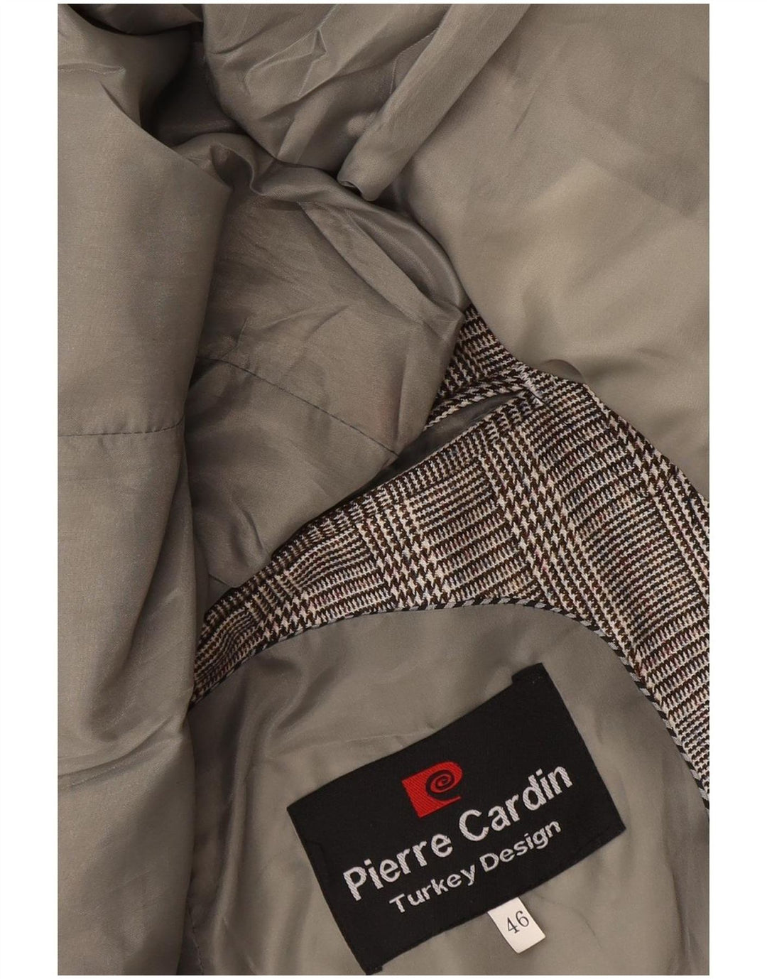 Pierre Cardin Chaqueta tipo blazer con 1 botón para hombre EU 46 Small Grey Houndstooth