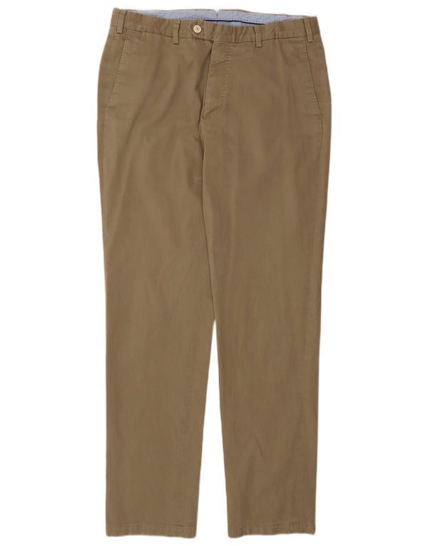 Massimo Dutti Pantalón de traje recto para hombre EU 42 Large W32 L32 Beige Algodón