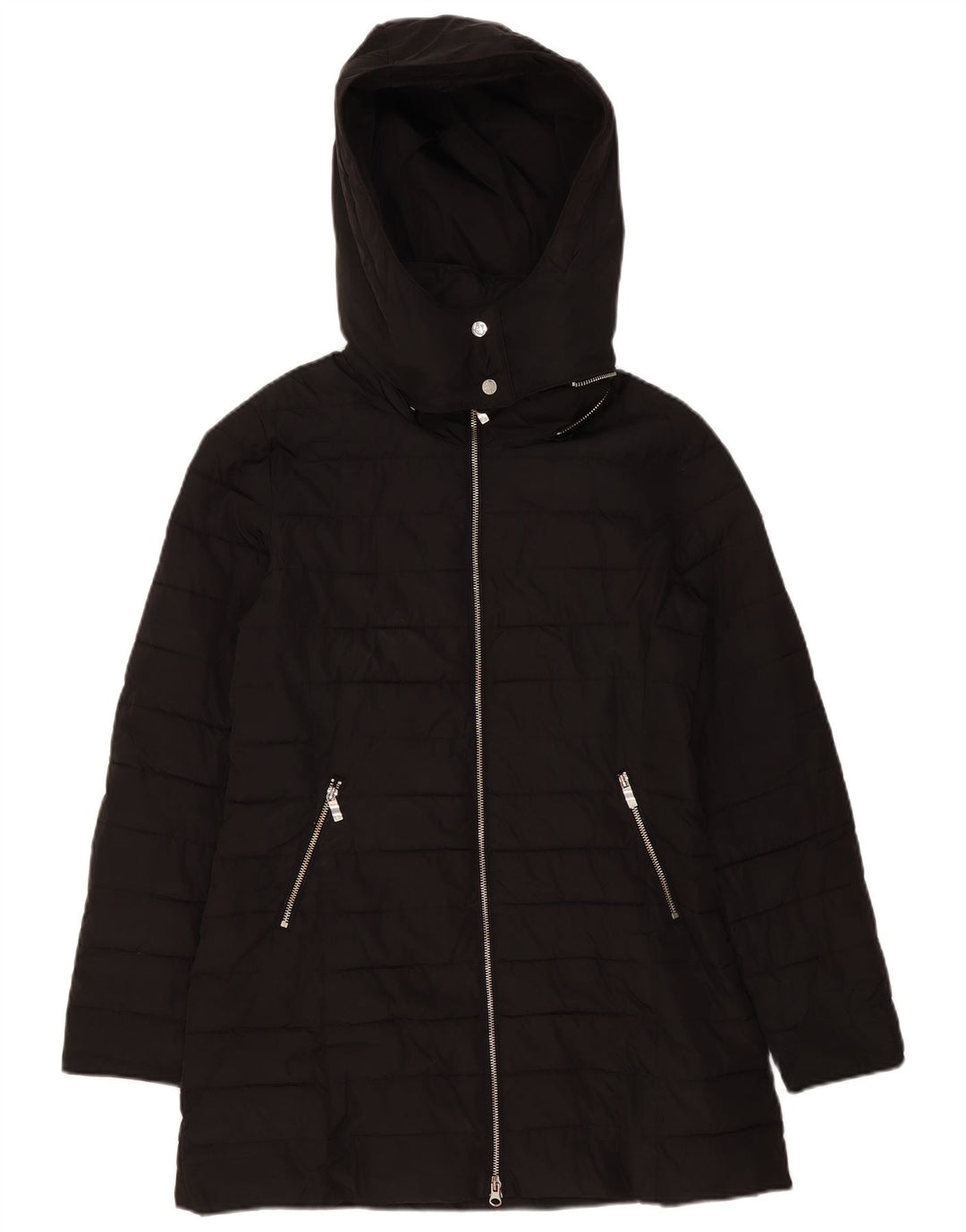 Armani Jeans Chaqueta acolchada con capucha para mujer US 8 Mediana Negro Poliéster