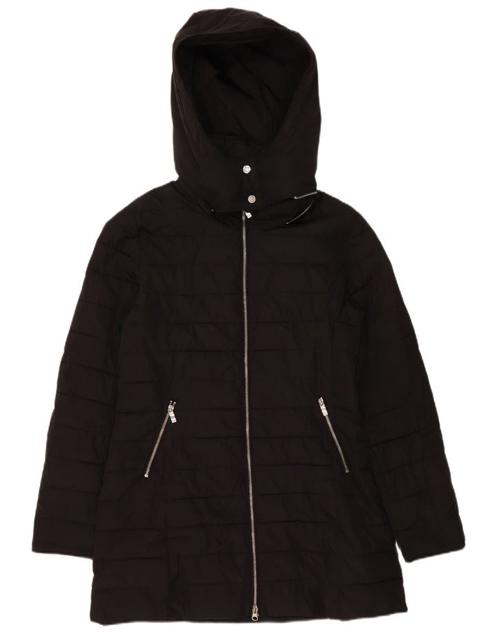 Armani Jeans Chaqueta acolchada con capucha para mujer US 8 Mediana Negro Poliéster