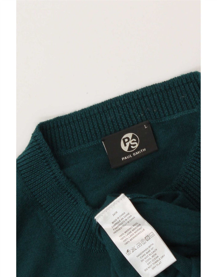 Paul Smith Jersey de cuello redondo para hombre de lana merino verde grande