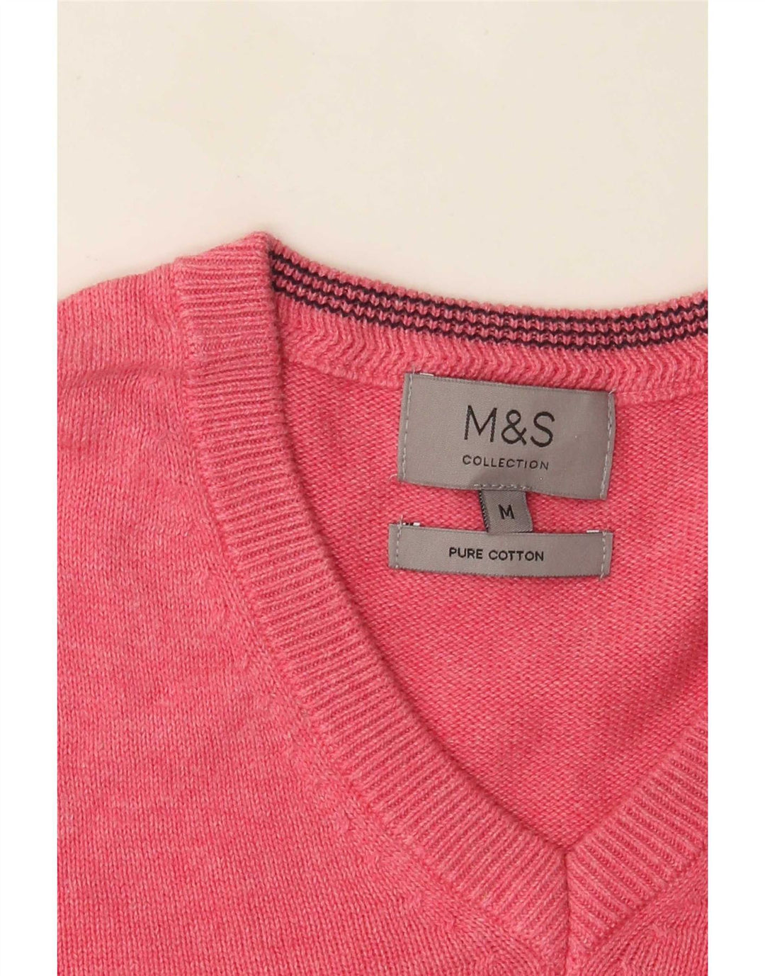 Marks & Spencer Jersey con Cuello en V para Hombre de algodón Rosa Medio