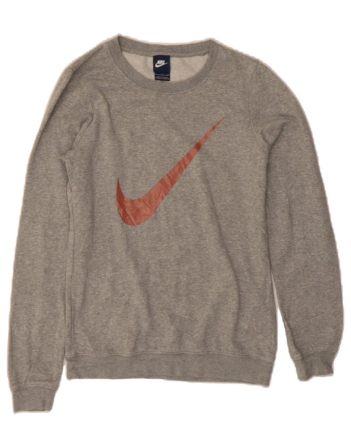 NIKE Womens Graphic Sweatshirt Jumper UK 10 Small Grey Cotton Vintage Nike and Second-Hand Nike from Messina Hembry 