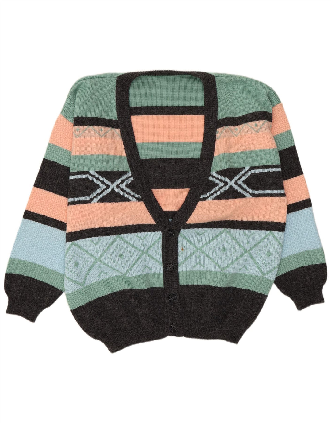 VINTAGE Suéter cárdigan para hombre IT 52/54 Grande multicolor Fair Isle