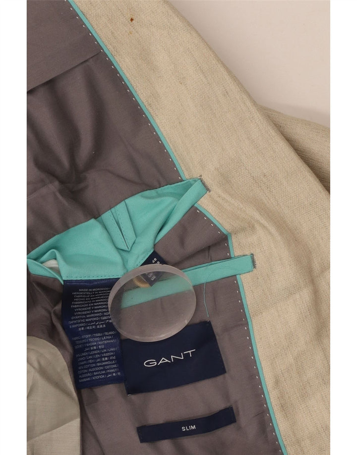 GANT Chaqueta tipo blazer entallada con 2 botones para hombre UK 38 Medium Beige Linen