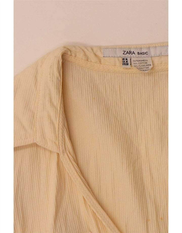 Zara Vestido Acampanado para Mujer UK 42 Algodón Amarillo Medio
