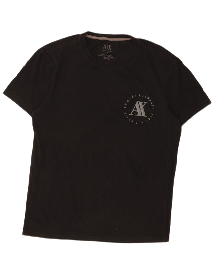 Armani Exchange Camiseta gráfica para hombre Top Medium Black Cotton