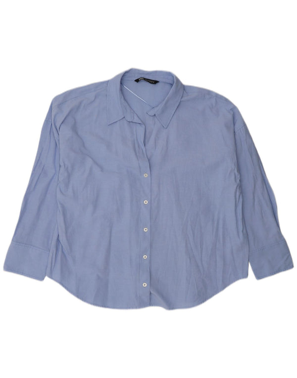 Zara Womens Shirt UK 20 2XL Blue Cotton Classic
