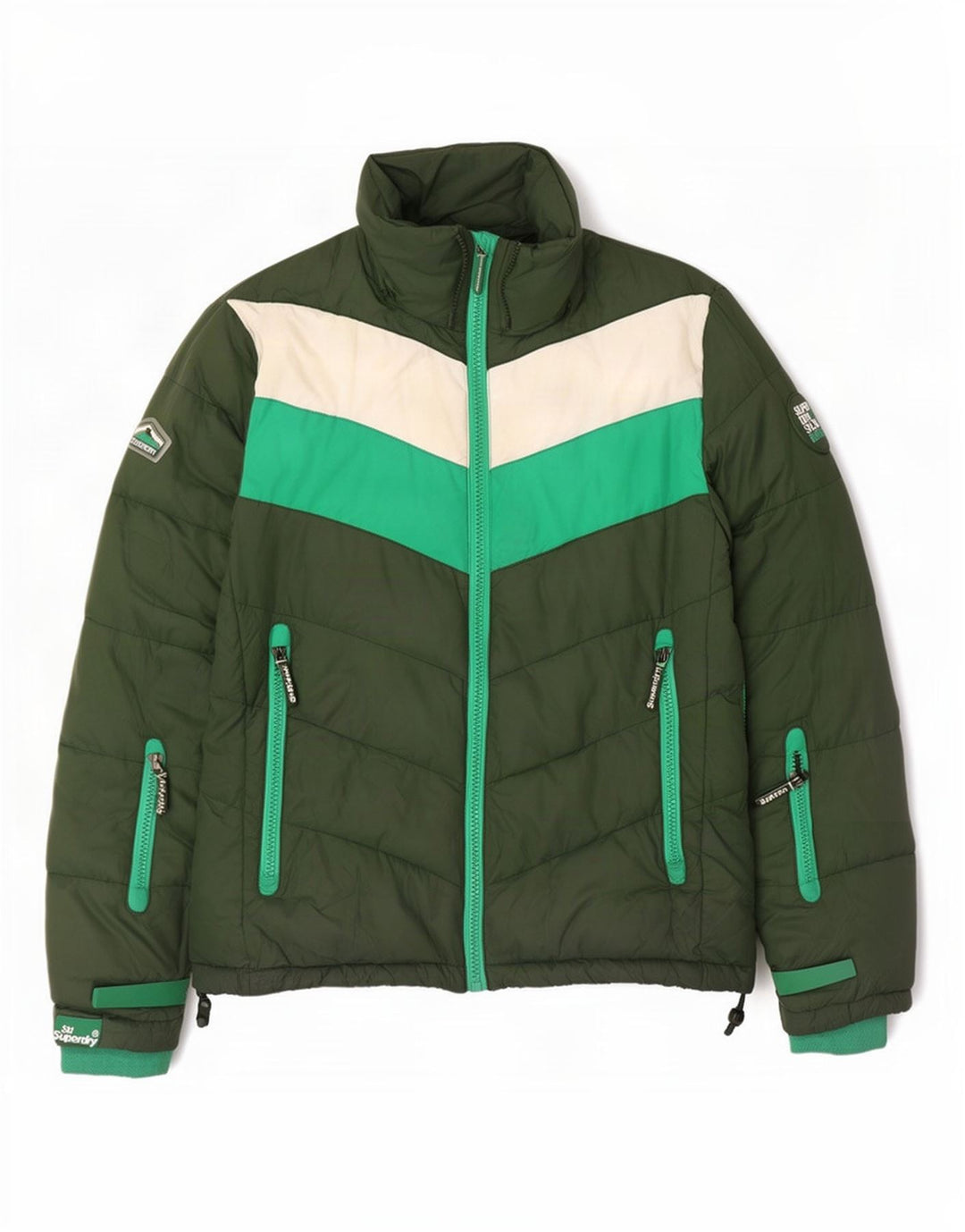 Superdry Chaqueta acolchada para hombre UK 40 Large Verde Colorblock Poliéster