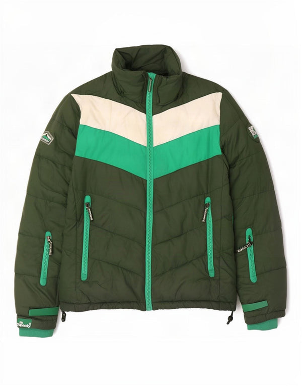 Superdry Chaqueta acolchada para hombre UK 40 Large Verde Colorblock Poliéster