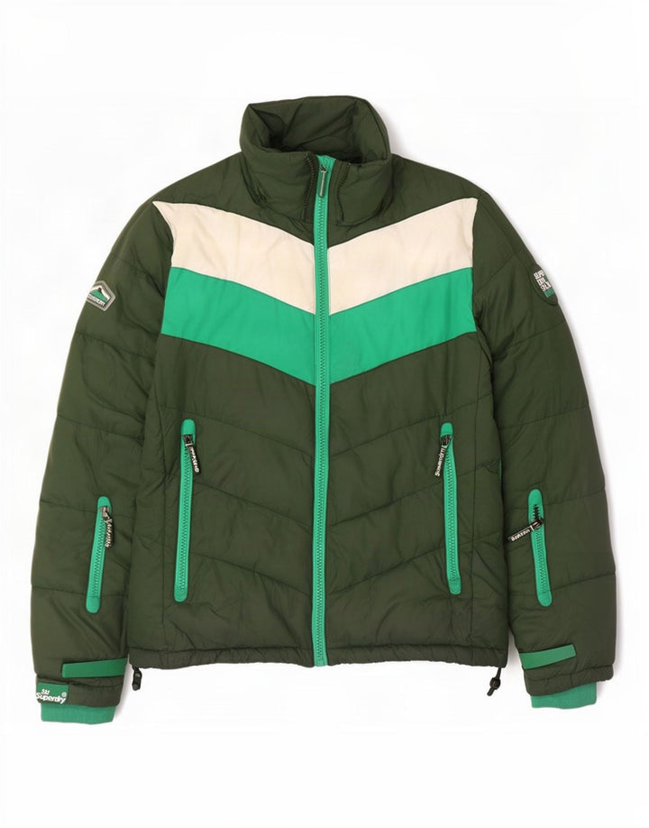 Superdry Chaqueta acolchada para hombre UK 40 Large Verde Colorblock Poliéster
