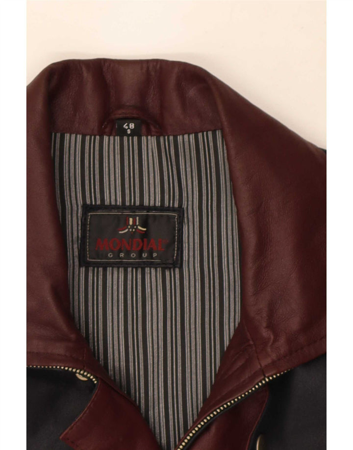 Mondial Chaqueta de cuero para hombre IT 48 Small Cuero color block negro