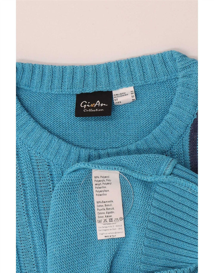 Gixan Hombre Regular Fit Jersey De Cuello Redondo Jersey IT 50 Azul Medio A Rayas