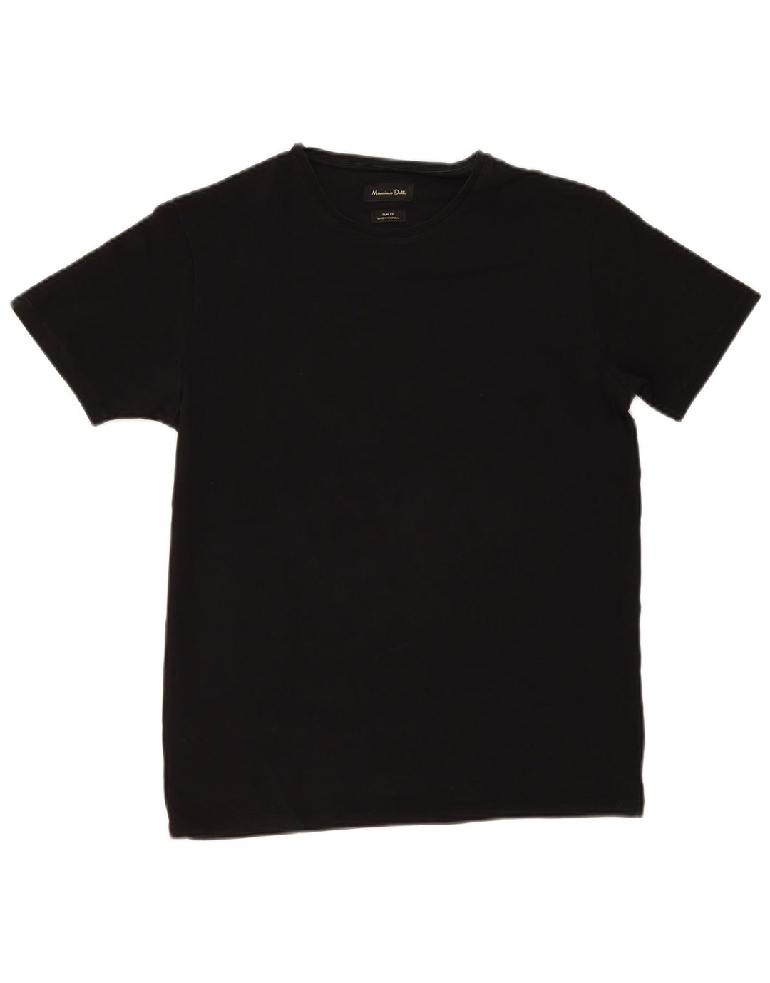 Massimo Dutti Hombre Camiseta Slim Fit Manga Corta Top Medium Negro