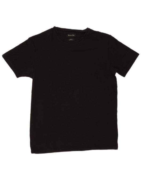 Massimo Dutti Hombre Camiseta Slim Fit Manga Corta Top Medium Negro