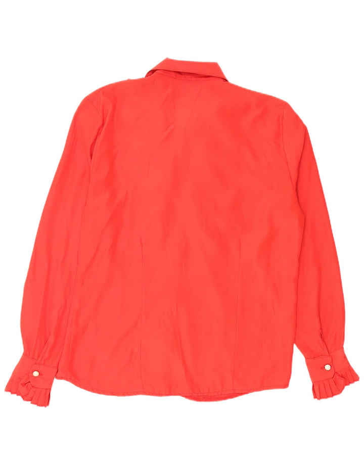 Vintage mujer volante frente camisa formal Reino Unido 16 viscosa roja grande