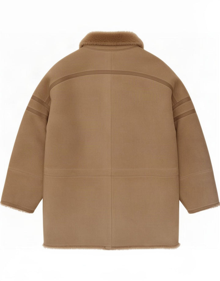 Vintage hombres shearling chaqueta IT 50 grande marrón clásico