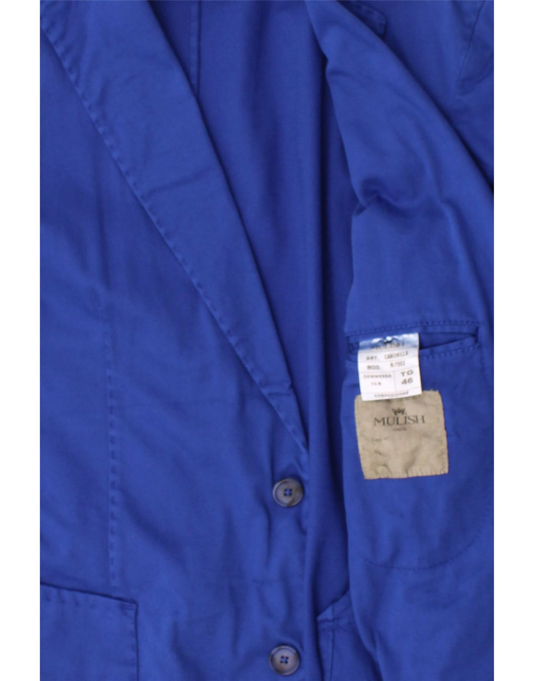 MULISH Mens 2 Button Blazer Jacket IT 46 Small Blue Polyester Vintage Mulish and Second-Hand Mulish from Messina Hembry 
