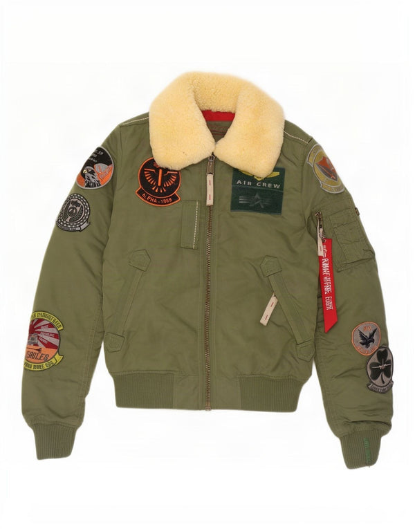 Chaqueta bomber gráfica para mujer Alpha Industries UK 6 XS Nylon verde