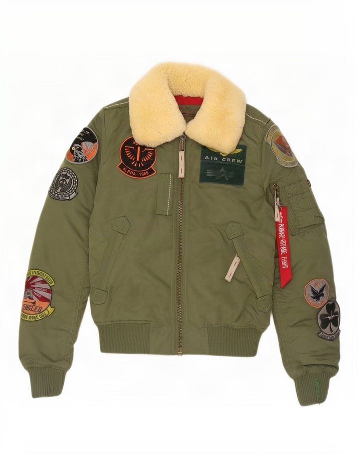 Chaqueta bomber gráfica para mujer Alpha Industries UK 6 XS Nylon verde