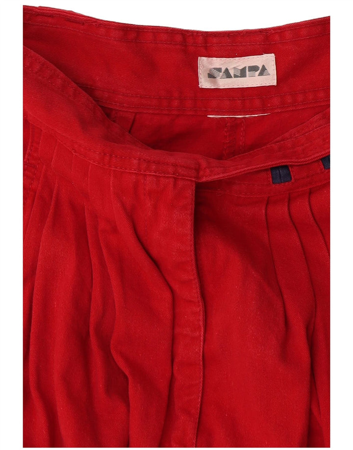 Vintage Mujer Pegged Casual Pantalones W24 L29 Rojo