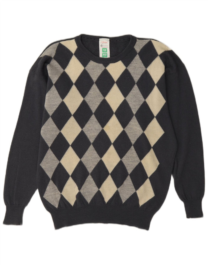 St Michael - Jersey para mujer con cuello barco, talla 40, color gris medio, argyle/diamante