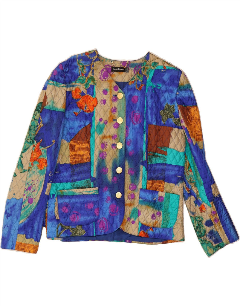 LOUIS FERAUD Womens Quilted Jacket UK 16 Large Multicoloured Floral Silk Vintage Louis Feraud and Second-Hand Louis Feraud from Messina Hembry 