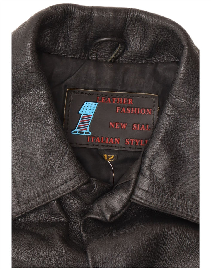 Chaqueta de cuero vintage para mujer IT 42 Cuero negro medio