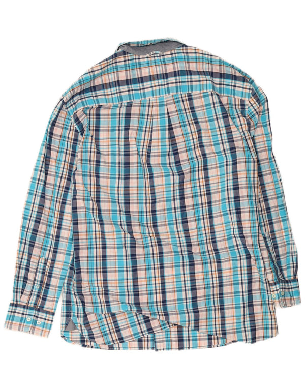 Tommy Hilfiger Camisa alta para hombre 2XL Algodón a cuadros azules