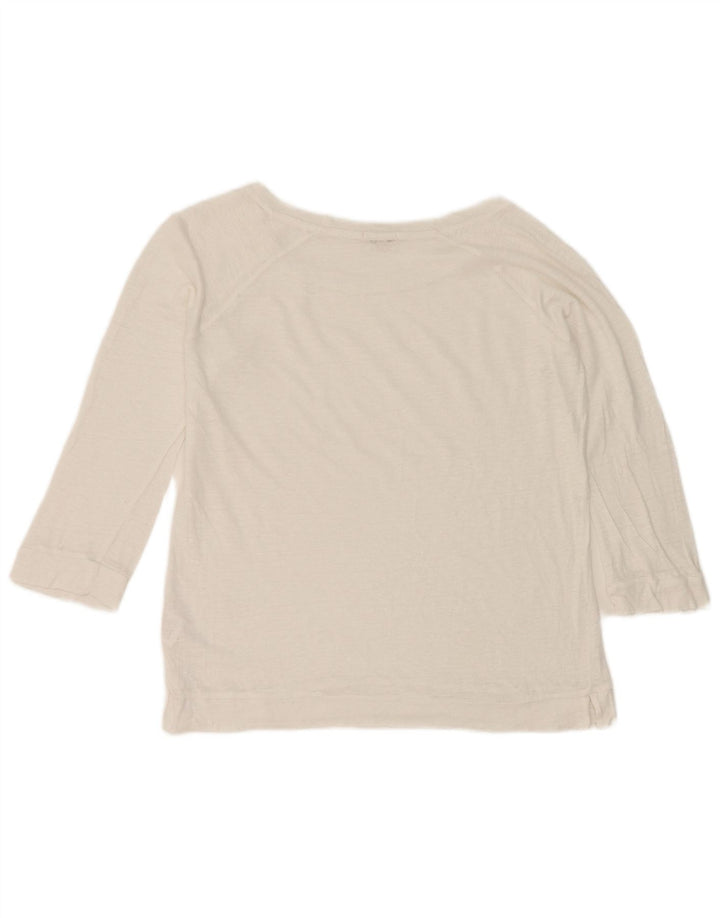 Jigsaw Mujer Top Manga 3/4 UK 10 Small White Linen