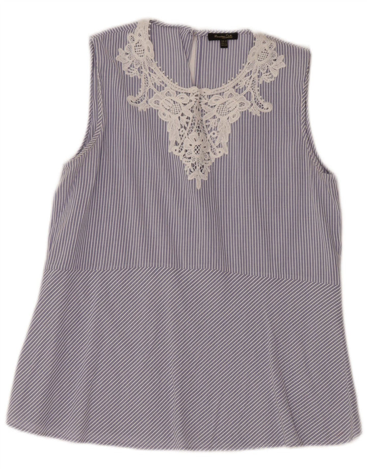 MASSIMO DUTTI Blusa Sin Mangas Mujer EU 40 Azul Medio Rayas