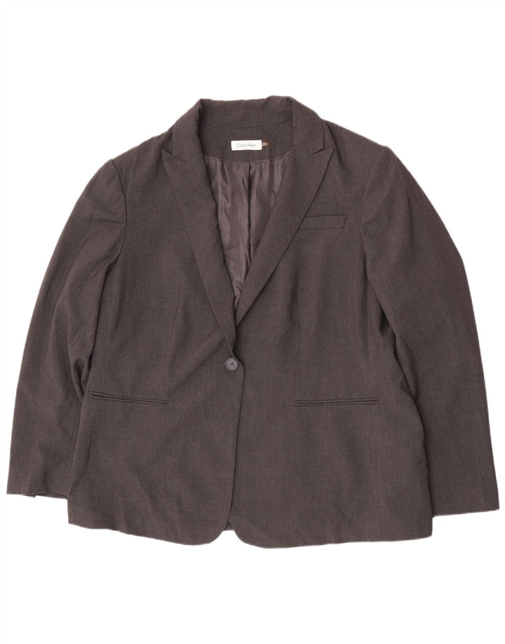 Calvin Klein Chaqueta tipo blazer con 1 botón para mujer UK 20 2XL Poliéster gris